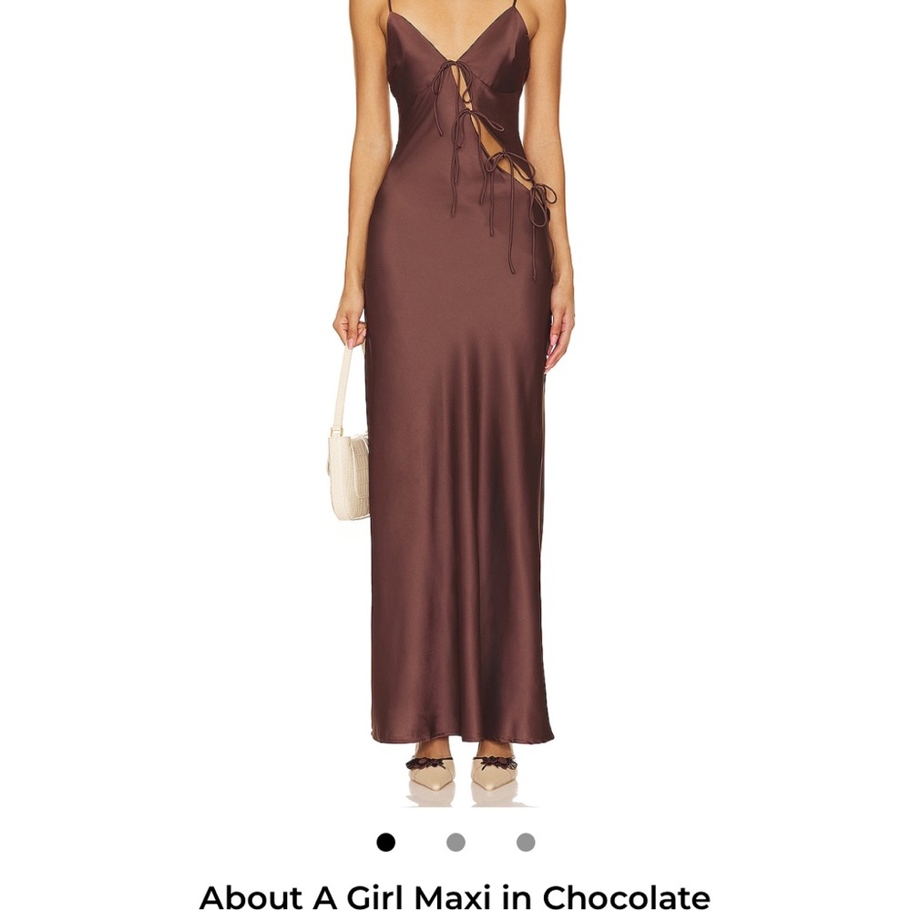 Lioness Chocolate Lace-Up Slip Maxi Dress Worn Once